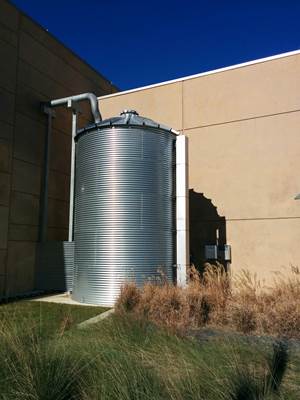 A rainwater harvesting cistern on Texas A&M’s Riverside Campus.