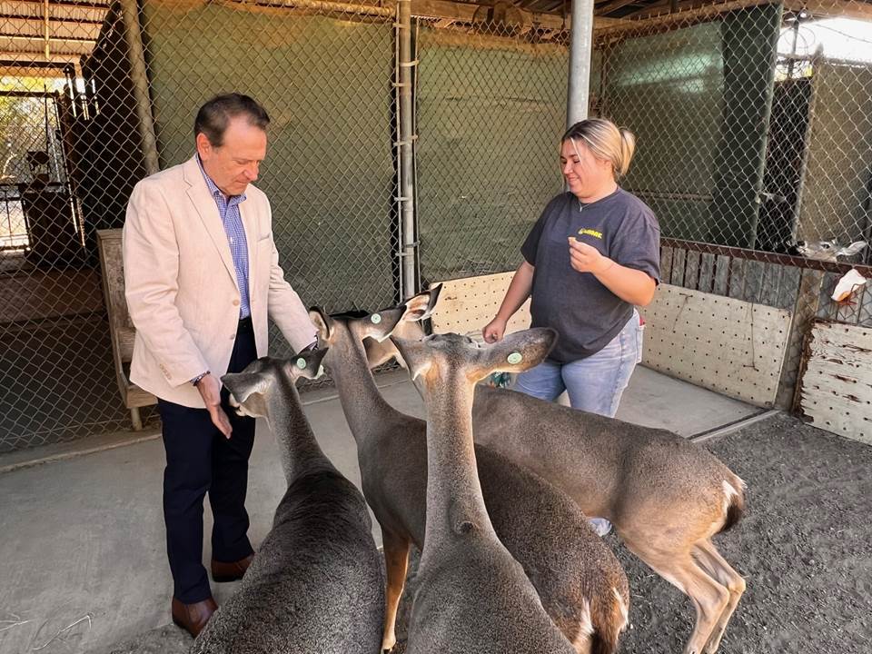 Piccinni visiting researchers and wildlife at the Texas A&M AgriLife Research and Extension Center at Uvalde.